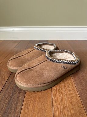 UGG Tasman II Slippers Slip On Round Toe Braided Edge Chestnut Brown Size 7